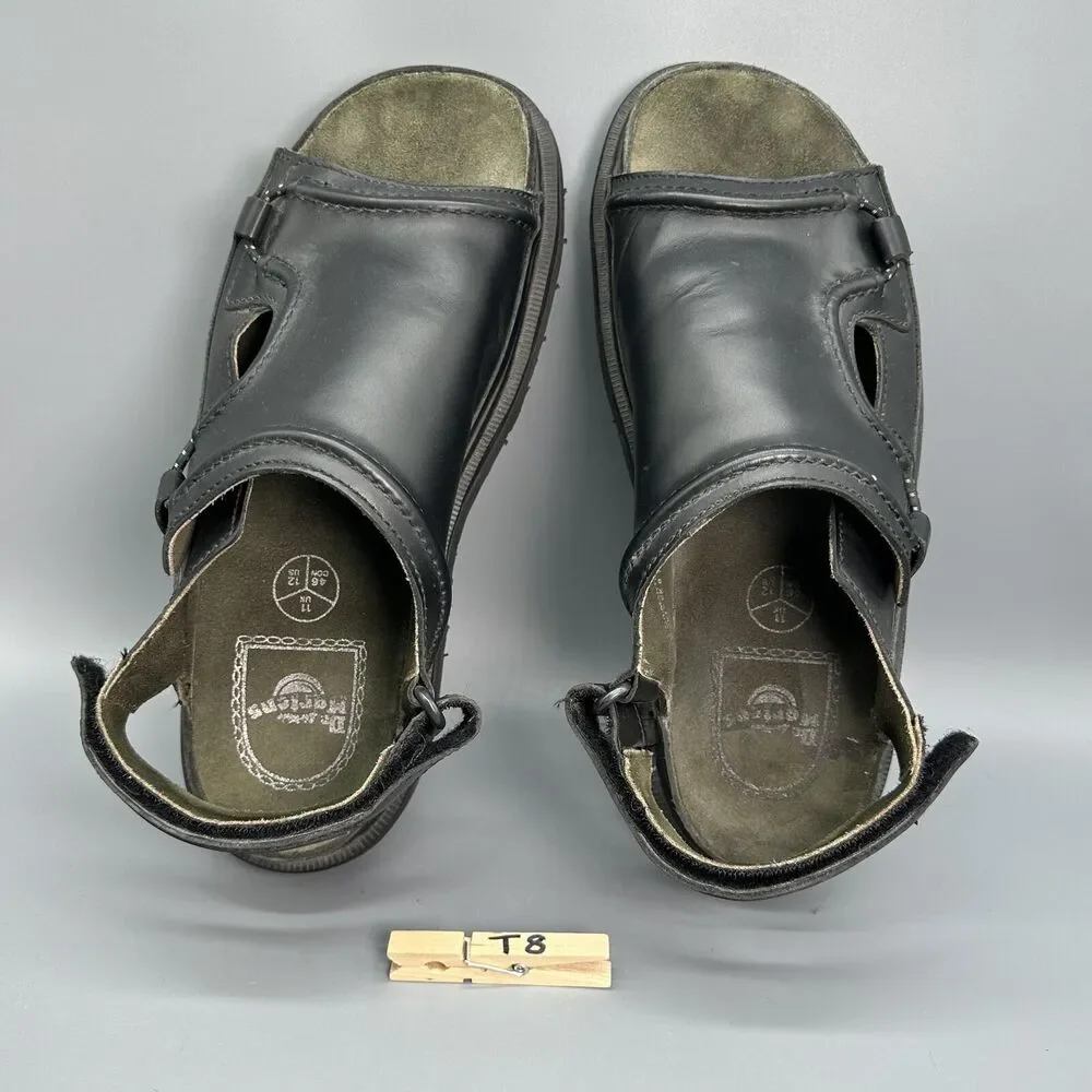 Dr. Martens Vintage Mens Size 12 Black Shoe Leather Sandal Hook and Loop Slip On